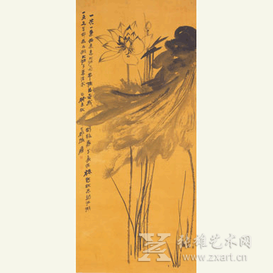 《拟石涛墨荷》