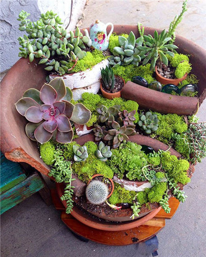 破碎花盆重组