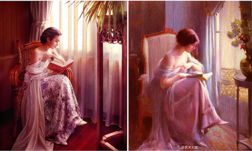 北大女生拍“西洋名画读书图”   