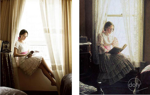 北大女生拍“西洋名画读书图”   