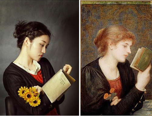 北大女生拍“西洋名画读书图”   