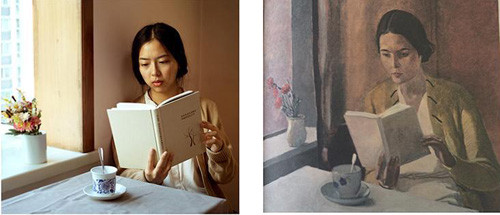 北大女生拍"西洋名画读书图" 倡导读书展知性之美