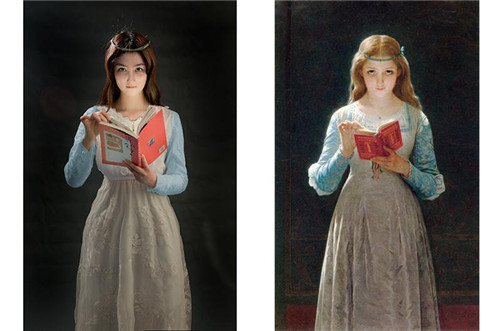 北大女生拍“西洋名画读书图”   