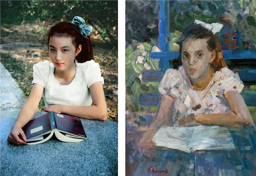 北大女生拍“西洋名画读书图”   
