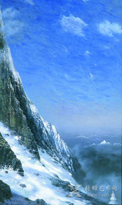   名称：远山的呼唤  作者：戴忠 材质：油画布 尺寸：90x150 年代：2009
