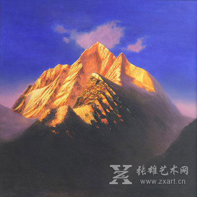   名称：日照金山 作者：戴忠 材质：油画布 尺寸：120*120 年代2006 