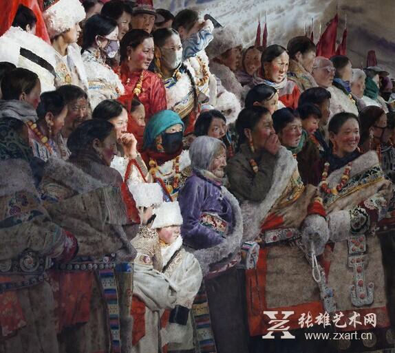  许海刚《亮宝节上的人们》 纸本水彩 156cmX150cm 2014