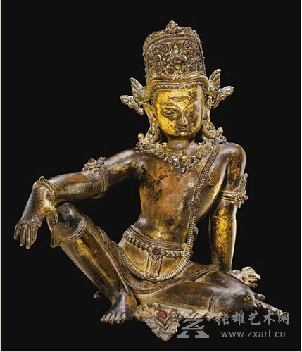 十五世纪尼泊尔铜鎏金帝释天坐像