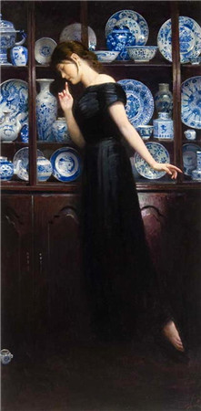 广东画家黄中羊画作欣赏：瓷器古董与女人