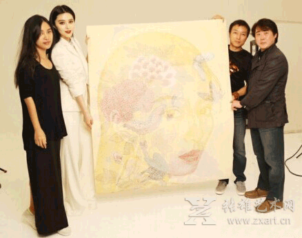  韩国画家为范冰冰创作佛香画 