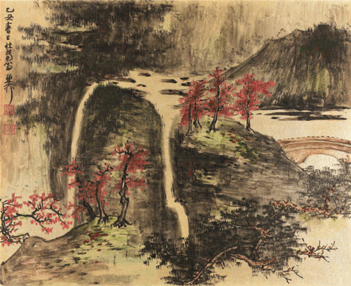 谢稚柳 《江山粹美册》 之七 纸本设色 册页29×36cm