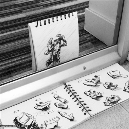法插画家创作创意十足的涂鸦  与环境交相呼应