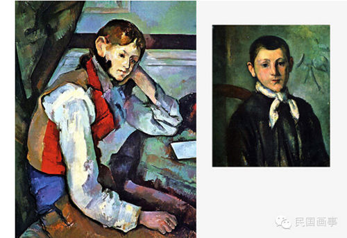 左图：1888-1890，The Boy in the Red Vest，Foundation E.G. Bührle, Zurich；右图: 1879-1880，Portrait of LouGuillaume，National Gallery of Art, Washington DC