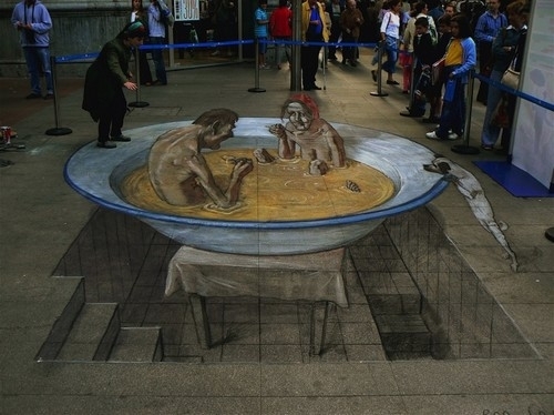 阿根廷艺术家逼真的3D街头绘画作品（图）