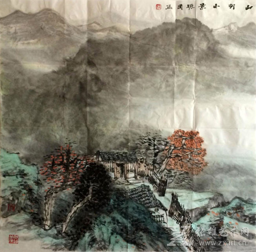 程振国-山村小景  68x68
