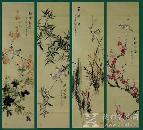 林雪莹-梅兰竹菊(四条屏) 135x35