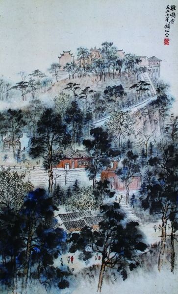   钱松喦作《鸡鸣寺》