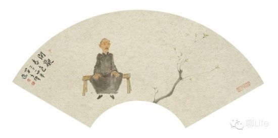   毕立伟 闲观春色 纸本水墨 扇面 2014