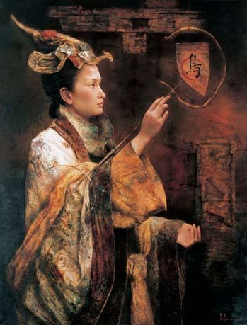   唐伟民 2008年作 戏鸟图 120×91cm 布面油画 北京艺融2014春拍拍品 成交价：32.2万元人民币