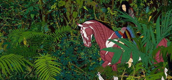 《目露凶光》190×200cm×2 亚麻布、丙稀 2010－2011年