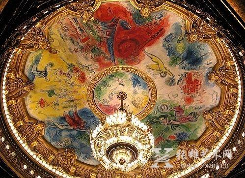 夏加尔为巴黎卡尼尔歌剧院画的天顶画（1964）