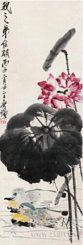 齐白石的《荷花鸳鸯》
