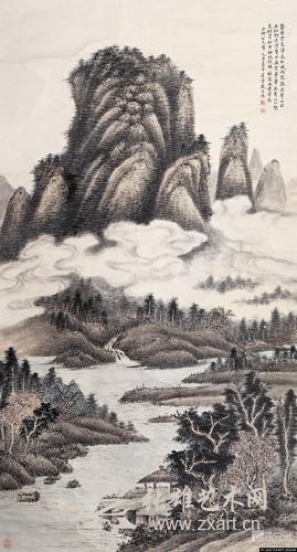   庞元济 1925年作《山水立轴》