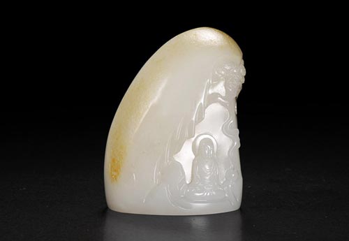 12538卢伟 和田玉籽料彰显不凡闲章  尺寸：5.6×4.3×3.4cm 145.6g  参考价：无底价