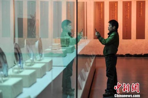 图为观众观看展览。 洪坚鹏 摄    