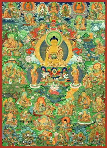 唐卡-释迦牟尼十八罗汉图-才让当周师父作品