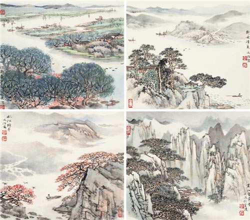 Lot 64  宋文治  春夏秋冬四屏