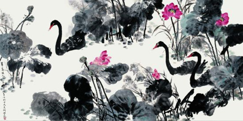 谢青花鸟作品在颂雅风文化艺术中心展出