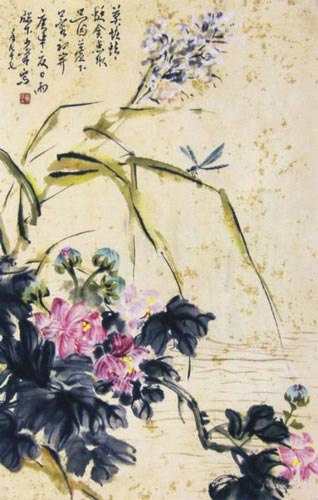 著名画家邓少峰作品《芙蓉》  
