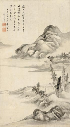 董其昌 秋江图  水墨纸本 立轴  91x51cm