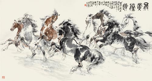 韩敏 飞黄腾达  设色纸本 镜片  95x179cm