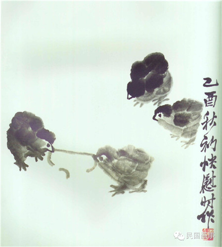 小鸡争食