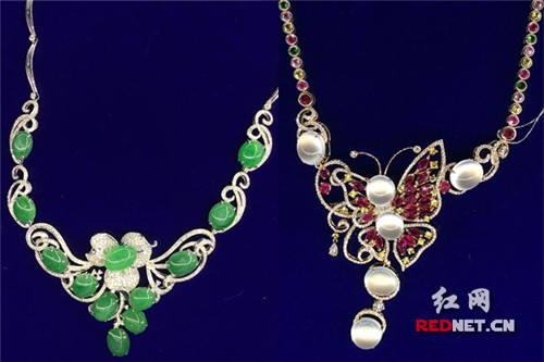 粤豪珠宝展出的“国色天香”婚庆豪华套装系列