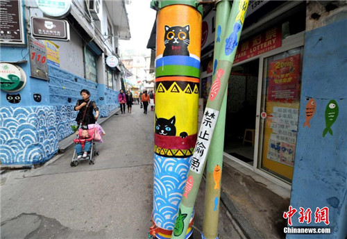 厦门顶澳仔化身猫咪文化街 萌宠涂鸦吸睛