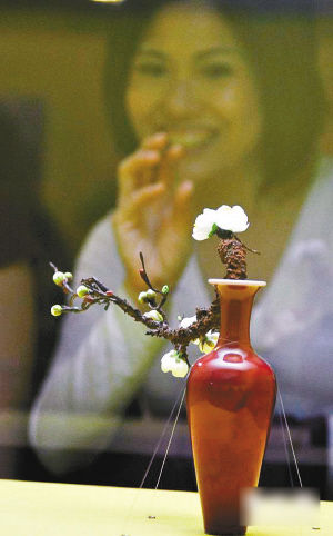  清代康熙豇豆红瓷柳叶瓶