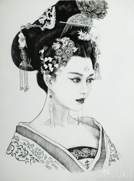 网友手绘武媚娘传奇钢笔画 张张惟妙惟肖