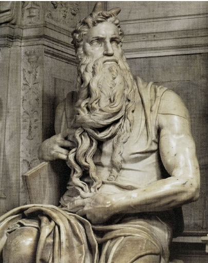 米开朗基罗(Michelangelo)《摩西》(MOISE)，大理石雕像，高235cm，1513－1516年