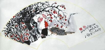 《蛙声十里出山泉》老舍藏画