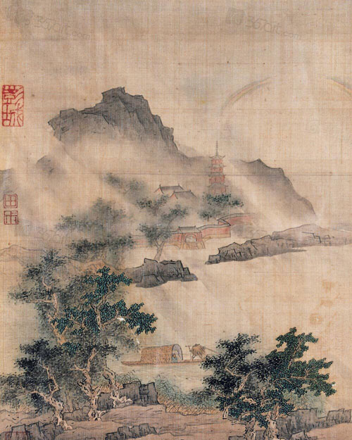 傅抱石 1943年作 风雨归舟图(局部)