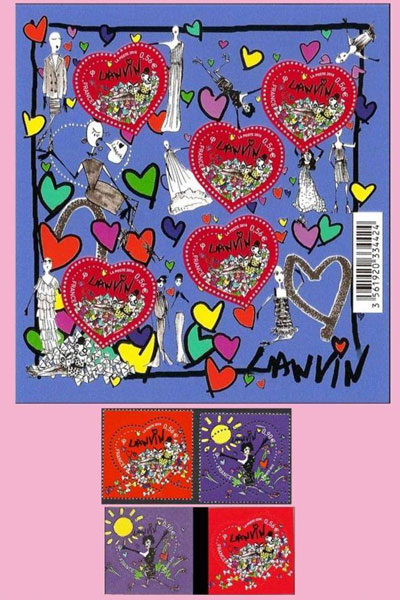 ▲ 2010 年正逢Lanvin 品牌120 周岁，设计师Alber Elbaz 设计了“沐浴阳光和读书的女子”邮票