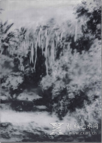 里希特绘于1969年的布面油画作品《Waldstück (Chile) (Forest Piece (Chile))》