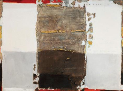 阿曼德•萨达利（Ahmad Sadali；1924–1987），《带一丝金色的板块，白色背景》，1986年作