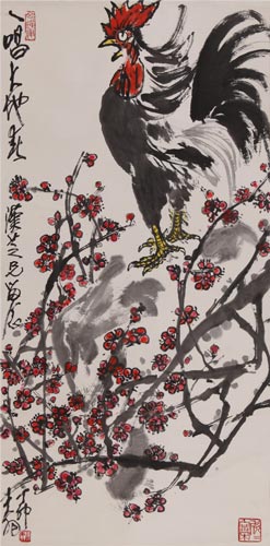 陈大羽 《一唱大地春》 设色纸本 立轴 136×67.5cm
