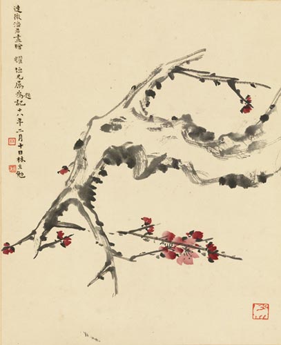 潘达微  (1881-1929) 残梅   
