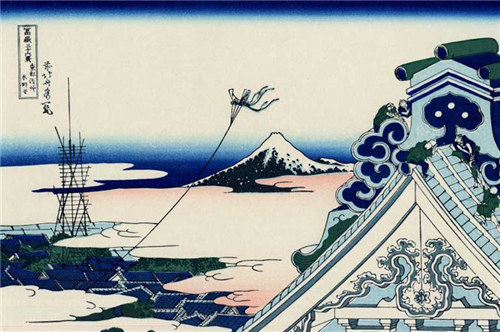 葛饰北斋经典作品《富岳三十六景》中的《京都浅草本愿寺》