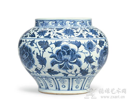 元 青花缠枝牡丹纹罐  估价 1,000,000 – 1,5000,000 美元